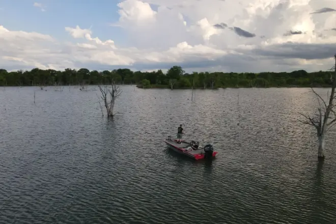 fishing on a lake