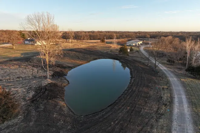 a farm pond near Kansas City - Bulletproof Pond and Lake 1/4 acre pond installed by Bulletproof Pond and Lake
