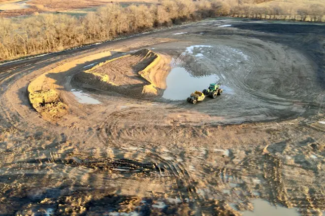 3-acre pond design during the construction process