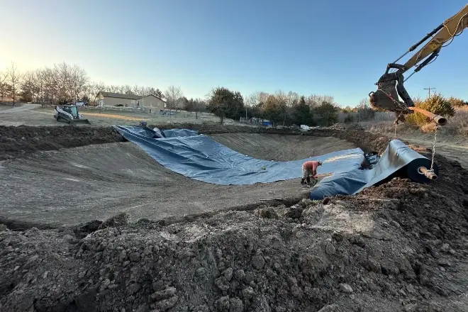 pond leaking repair work