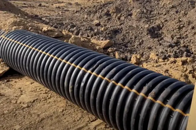 a drainage pipe for a pond overflow system