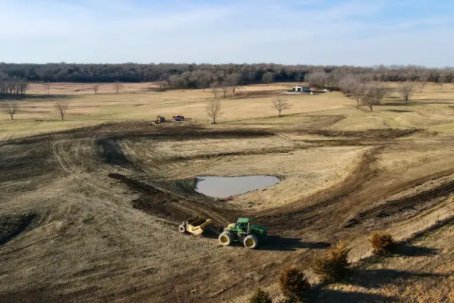 A 2 acre pond under construction - Bulletproof Pond and Lake A 2 acre pond under construction