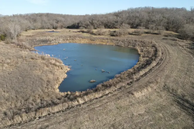 A pond in the process of filling up with natural water sources