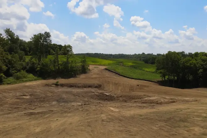 Excavation completed for a pond