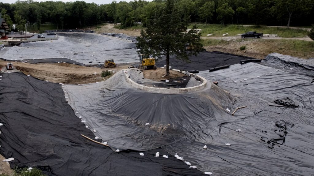 Luxury Estate Geosynthetic Liner Pond Installation near Kansas City, in Olathe Kansas. Completed by Bulletproof Pond and Lake